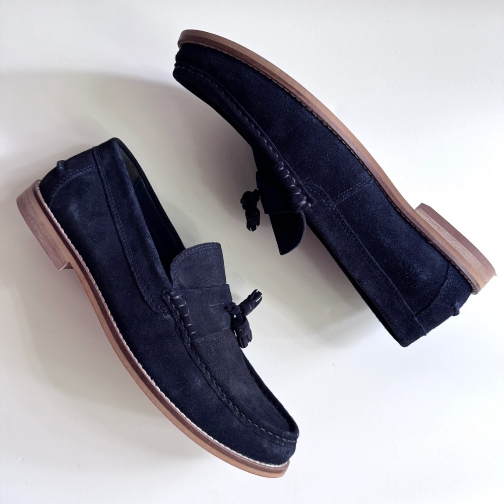 ASOS DESIGN Tassel Loafers in Navy Blue Suede with Natural Sole Size 9 NWOT
